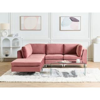 Beliani Ecksofa mit Ottomane aus Samtstoff Modern EVJA  