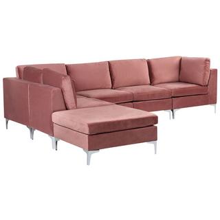 Beliani Ecksofa mit Ottomane aus Samtstoff Modern EVJA  