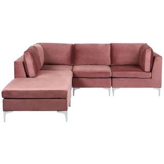 Beliani Ecksofa mit Ottomane aus Samtstoff Modern EVJA  