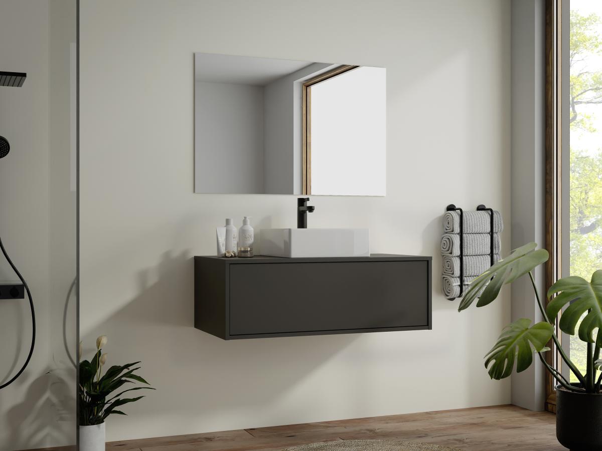 Vente-unique Mobile sotto lavabo sospeso Antracite 94 cm - TEANA II  