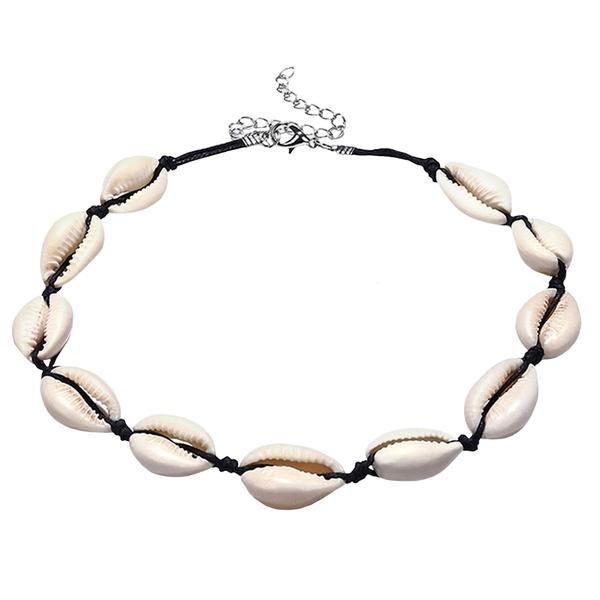 eStore  Collier Choker avec Coquillages - Blanc et Noir 