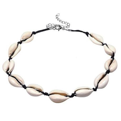 eStore  Collier Choker avec Coquillages - Blanc et Noir 