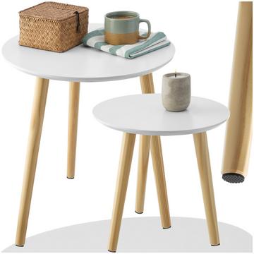 Set di 2 tavolini Skaland con gambe in legno in stile scandinavo