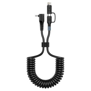 Avizar  Câble spiralé USB-C - USB-C + Lightning 