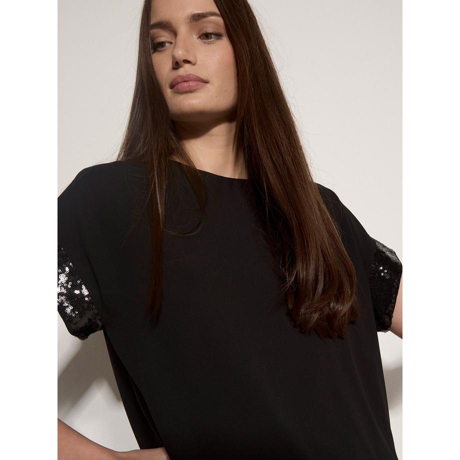 APRICOT T-Shirt mit Paillettenbesatz aus Crêpe  