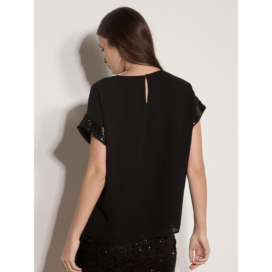 APRICOT T-Shirt mit Paillettenbesatz aus Crêpe  