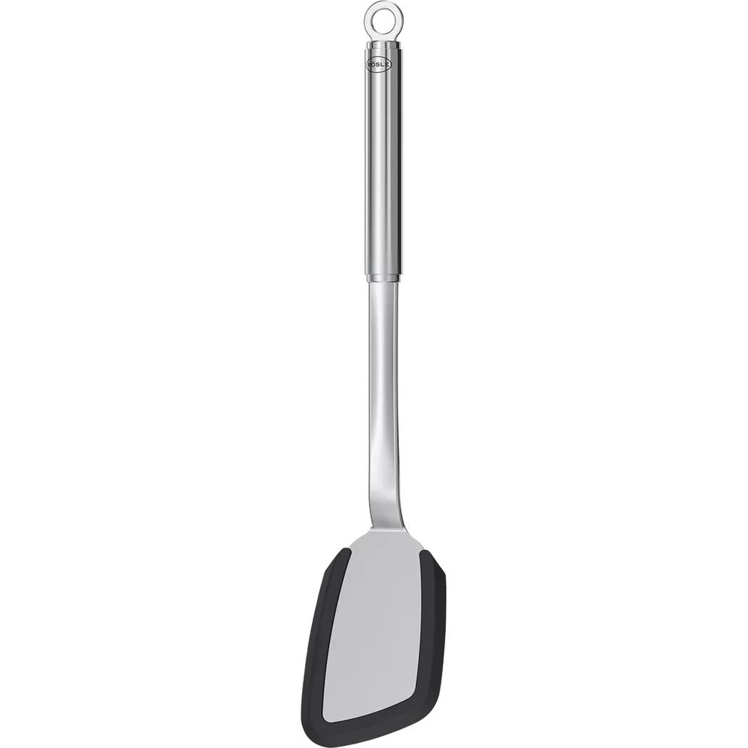 RÖSLE Pfannenwender mit Silikonrand, Rundgriff und Aufhängeöse, spülmaschinengeeignet