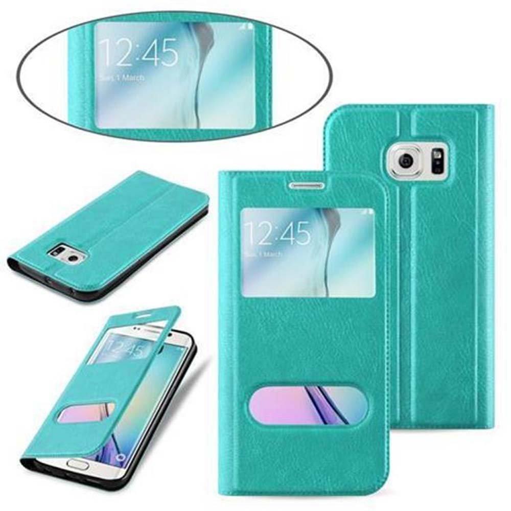 Cadorabo  Housse compatible avec Samsung Galaxy S6 EDGE - Coque de protection avec fermeture magnétique, fonction de support et 2 fenêtres de visualisation 