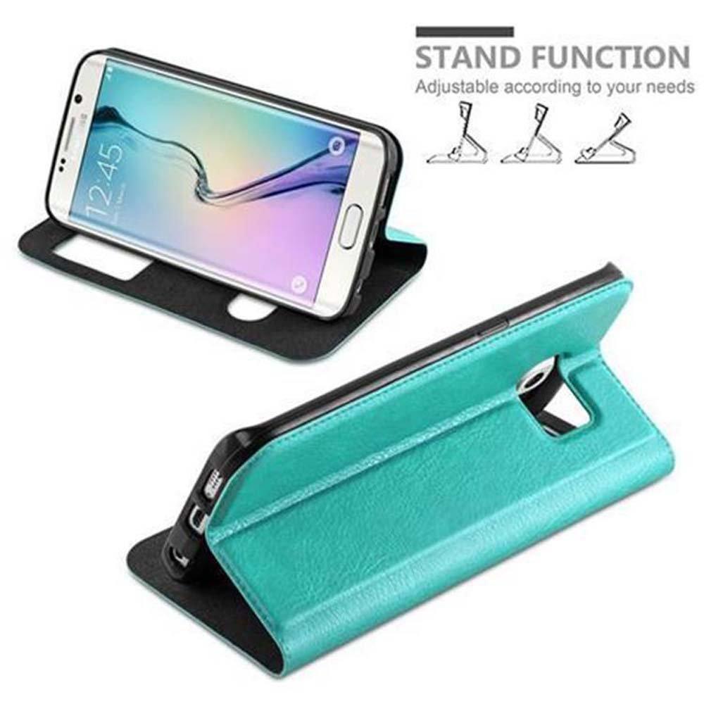 Cadorabo  Housse compatible avec Samsung Galaxy S6 EDGE - Coque de protection avec fermeture magnétique, fonction de support et 2 fenêtres de visualisation 