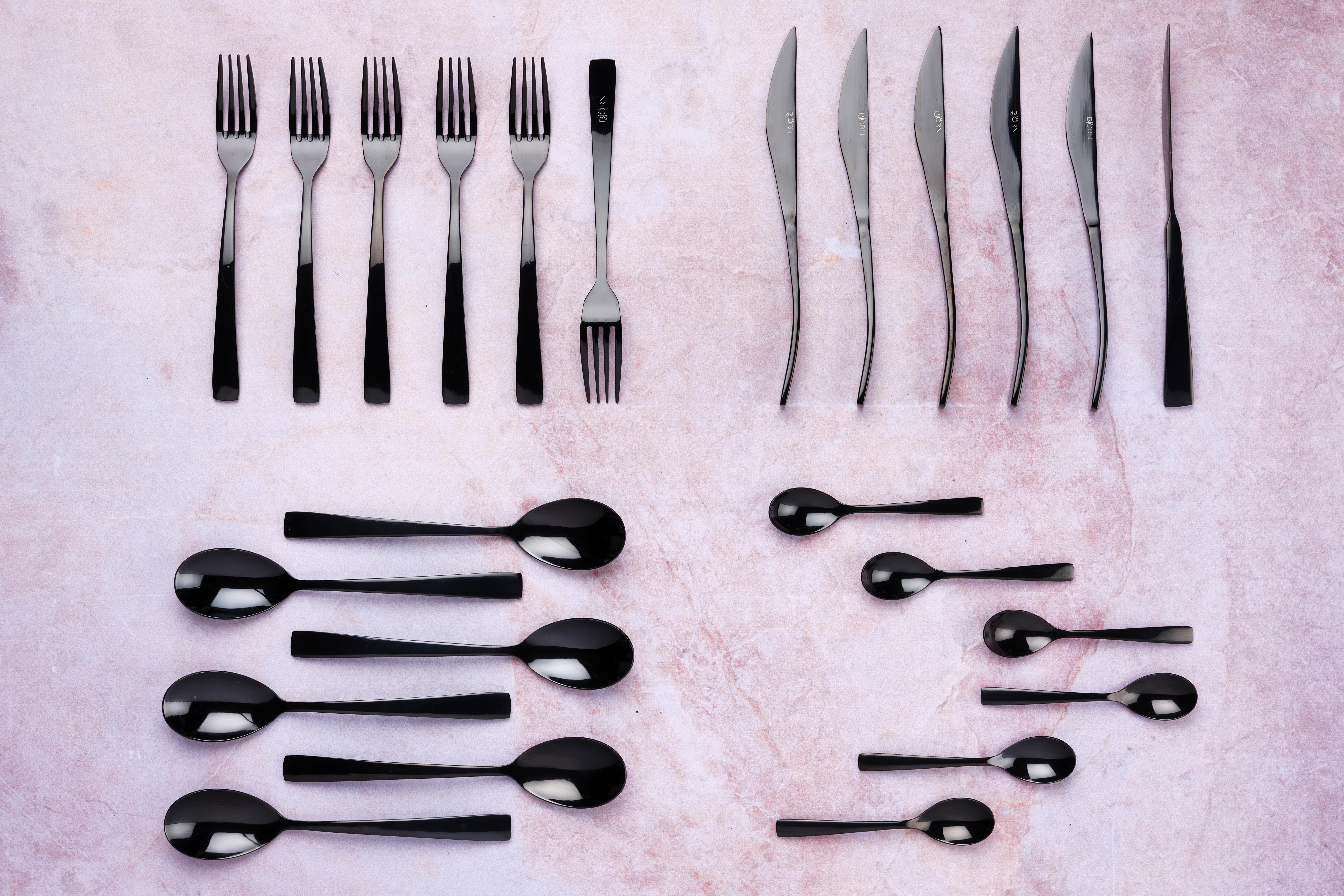 BJÖRN Set posate 24 pezzi OGLU - Nero  