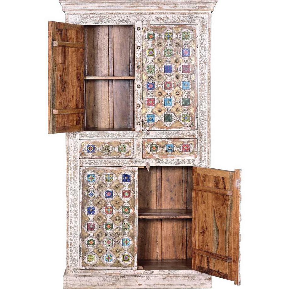 mutoni Schrank Bakhra Mango vintage weiss 100x185  