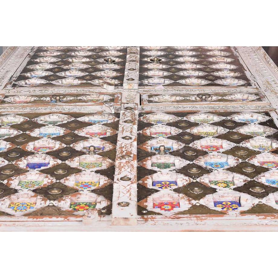 mutoni Schrank Bakhra Mango vintage weiss 100x185  