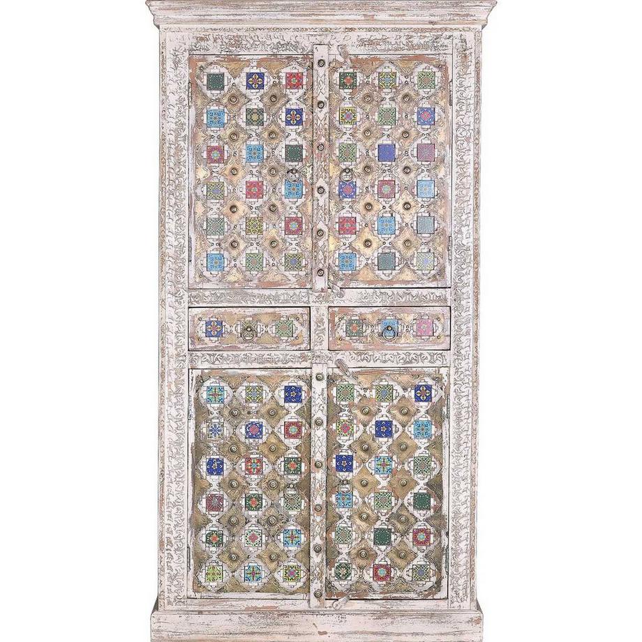 Schrank Bakhra Mango vintage weiss 100x185