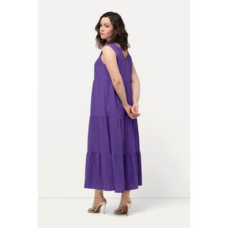 Ulla Popken  Robe sans manches en lin mélangé. Silhouette en A évasée, décolleté en V. 