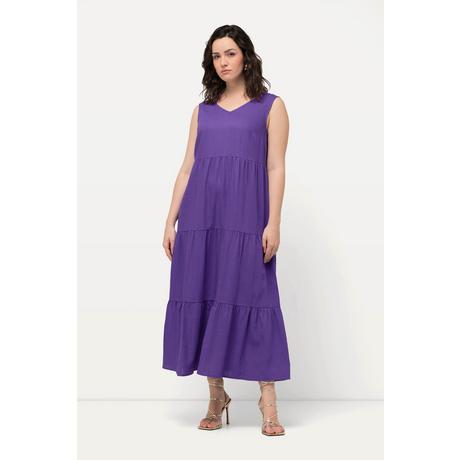 Ulla Popken  Robe sans manches en lin mélangé. Silhouette en A évasée, décolleté en V. 