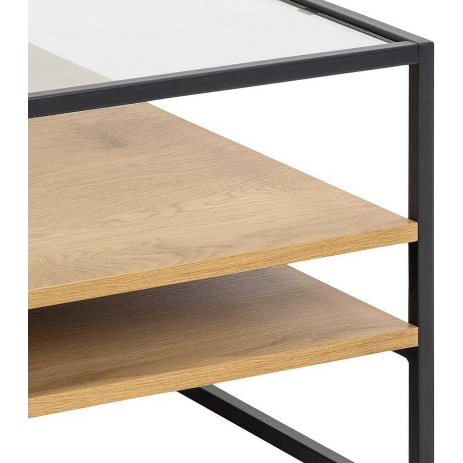 mutoni Table basse Randall verre transparent nature 80x80  