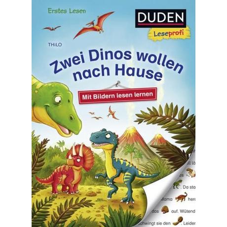 Duden Leseprofi – Mit Bildern lesen lernen: Zwei Dinos wollen nach Hause, Erstes Lesen Thilo Couverture rigide 