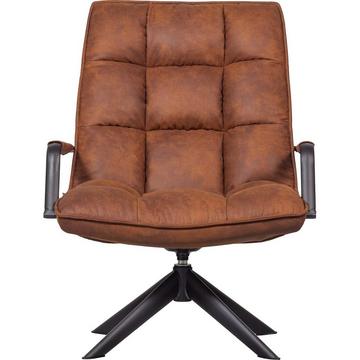 Fauteuil pivotant Jouke avec accoudoirs simili cuir cognac