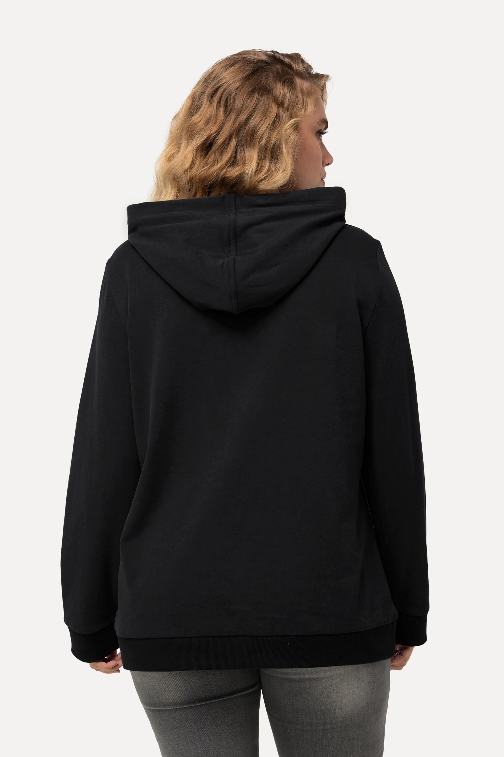 Ulla Popken  Hoodie, Pailletten-Schriftzug, Langarm, Kapuze 