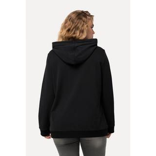 Ulla Popken  Sweat-shirt à capuche et manches longues, imprimé avec paillettes scintillantes 