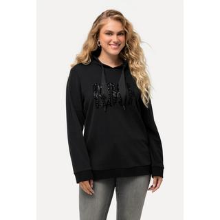 Ulla Popken  Hoodie, Pailletten-Schriftzug, Langarm, Kapuze 