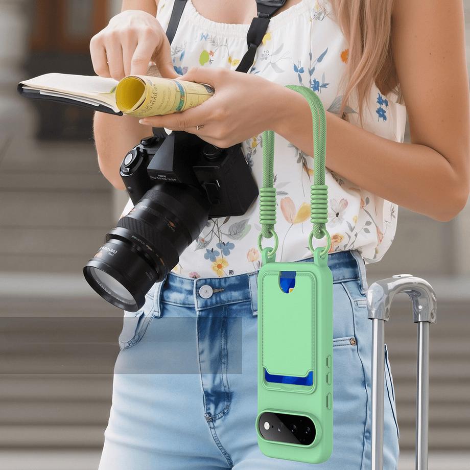 Cover-Discount Custodia in silicone con portacarte e tracolla per Google Pixel 11 Pro XL  