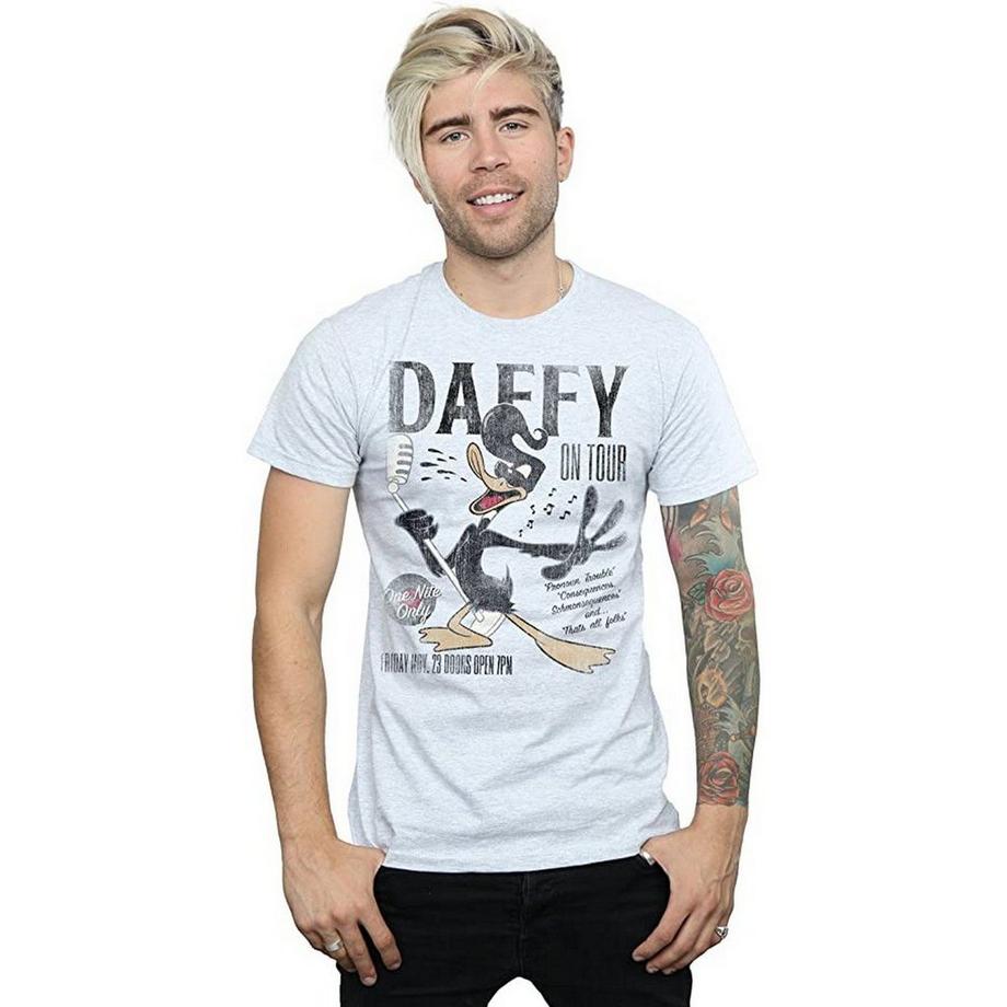 LOONEY TUNES Daffy Duck On Tour T-Shirt Concert Coupe Ajustée  