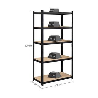Calicosy Étagère à 5 niveaux réglables pour charge lourde - H200 cm  