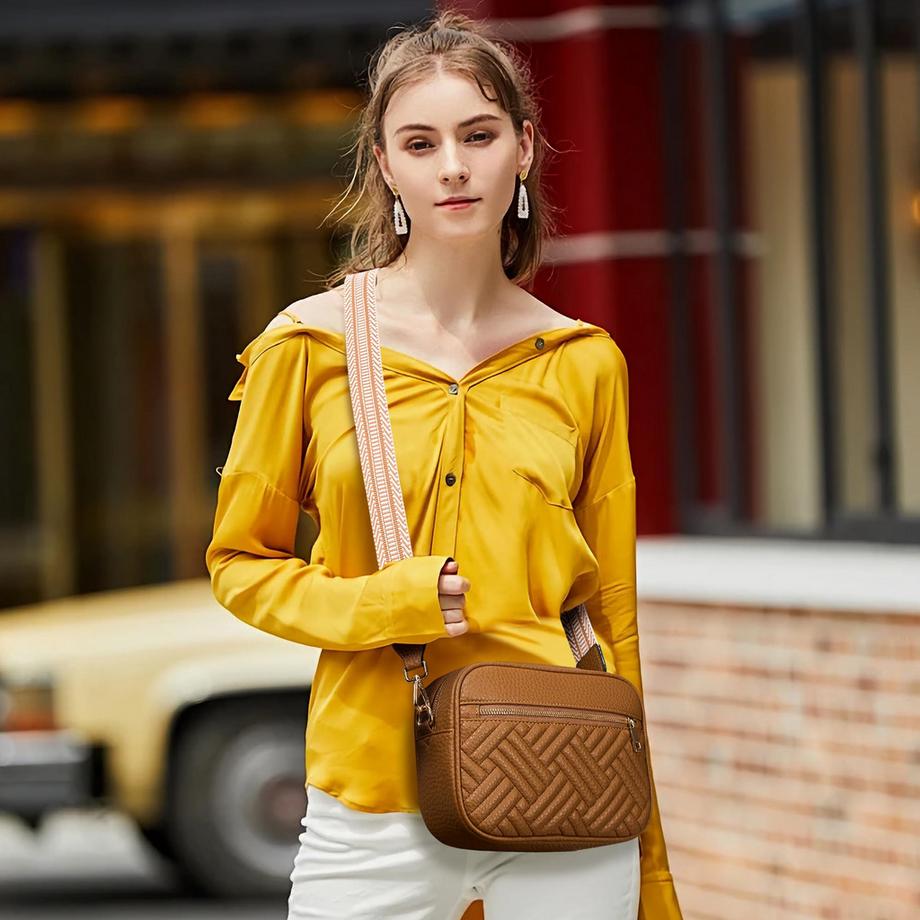 Only-bags.store Leder Umhängetasche mit verstellbarem breitem Schultergurt  