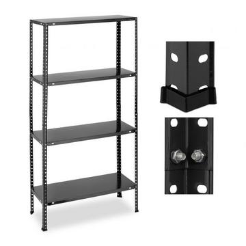 Schwarzes stabiles Regal mit 4 Ebenen