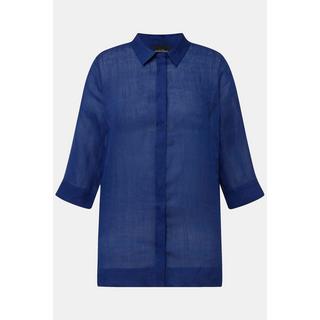 Ulla Popken Blouse Ramie Col Chemise Manches 3/4  