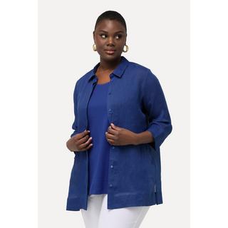 Ulla Popken  Blusa in ramiè con collo da camicia e maniche a 3/4 