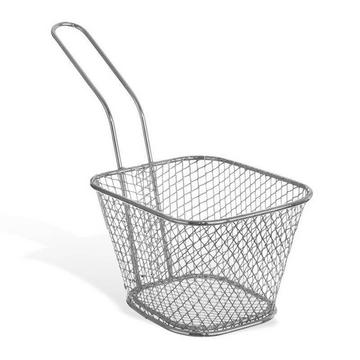 Basket with handle for elegant serving of fries and vegetables