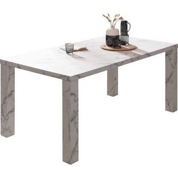 Table à manger effet marbre blanc 180x90