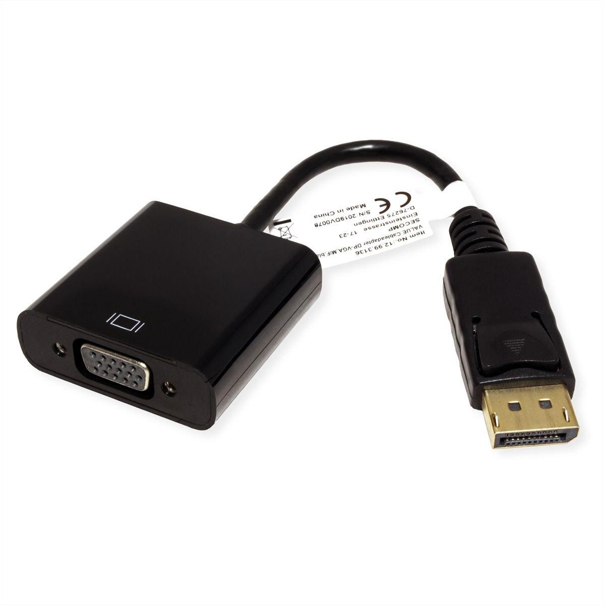 Value  Value 12.99.3136 câble vidéo et adaptateur 0,2 m VGA (D-Sub) DisplayPort Noir 