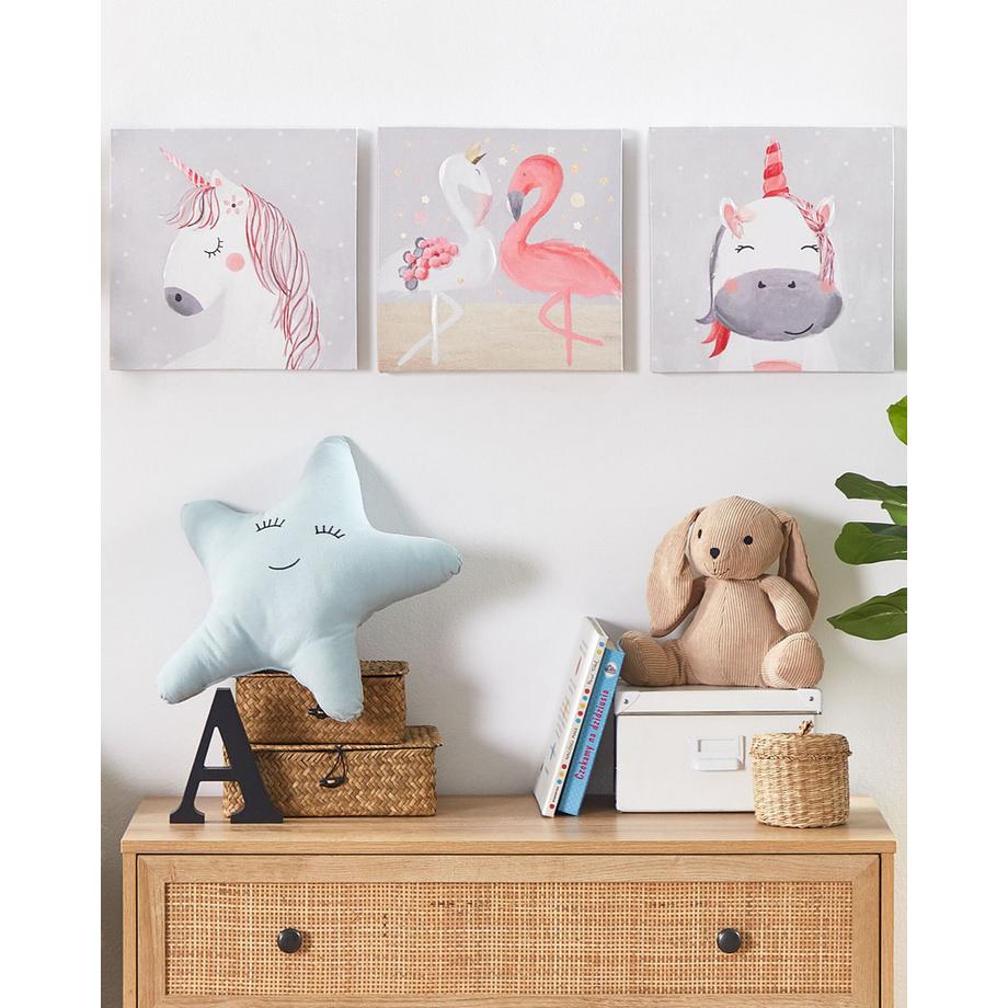 Beliani Lot de 3 toiles en Tissu Moderne TIMIA  