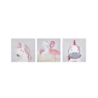 Beliani Lot de 3 toiles en Tissu Moderne TIMIA  