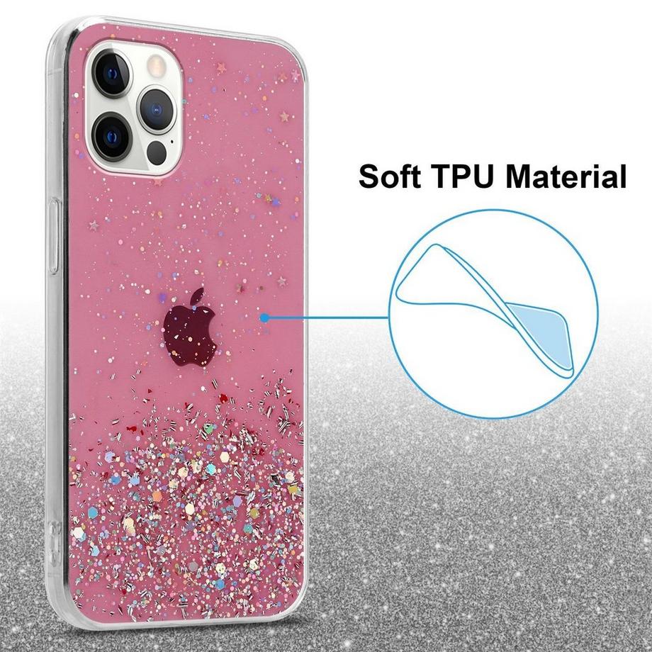 Cadorabo  Hülle für Apple iPhone 12  12 PRO TPU Silikon mit funkelnden Glitter 