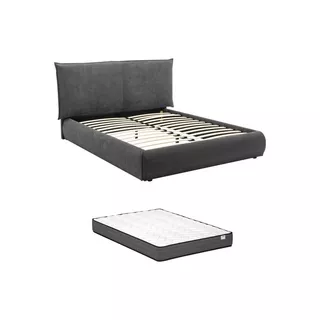 Vente-unique Letto 160 x 200 cm Velluto a coste Antracite + Materasso - SONETRI  