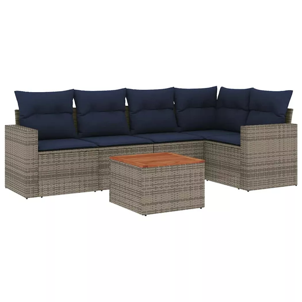 VidaXL - set divano da giardino Polyrattan, One Size, Grigio
