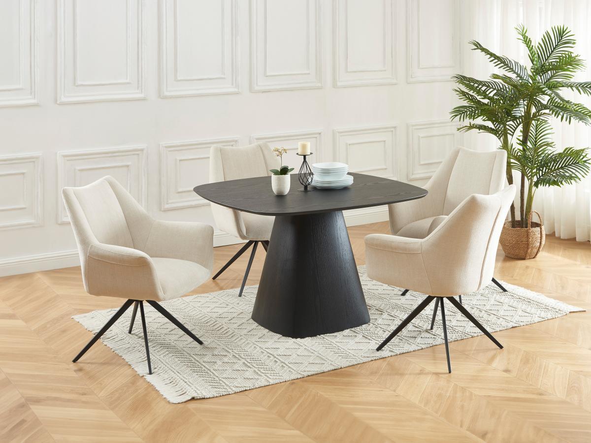 Maison Céphy Lot de 2 chaises avec accoudoirs en tissu et métal noir - Beige - KARDESA de Maison Céphy  