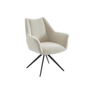 Maison Céphy Lot de 2 chaises avec accoudoirs en tissu et métal noir - Beige - KARDESA de Maison Céphy  