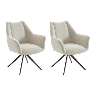 Maison Céphy Lot de 2 chaises avec accoudoirs en tissu et métal noir - Beige - KARDESA de Maison Céphy  