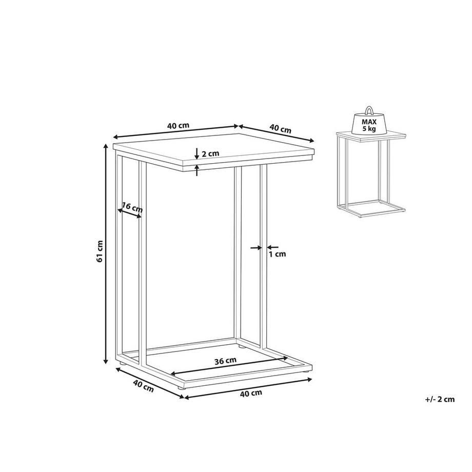 Beliani Table d'appoint en Panneau de particules de bois Industriel TROY  