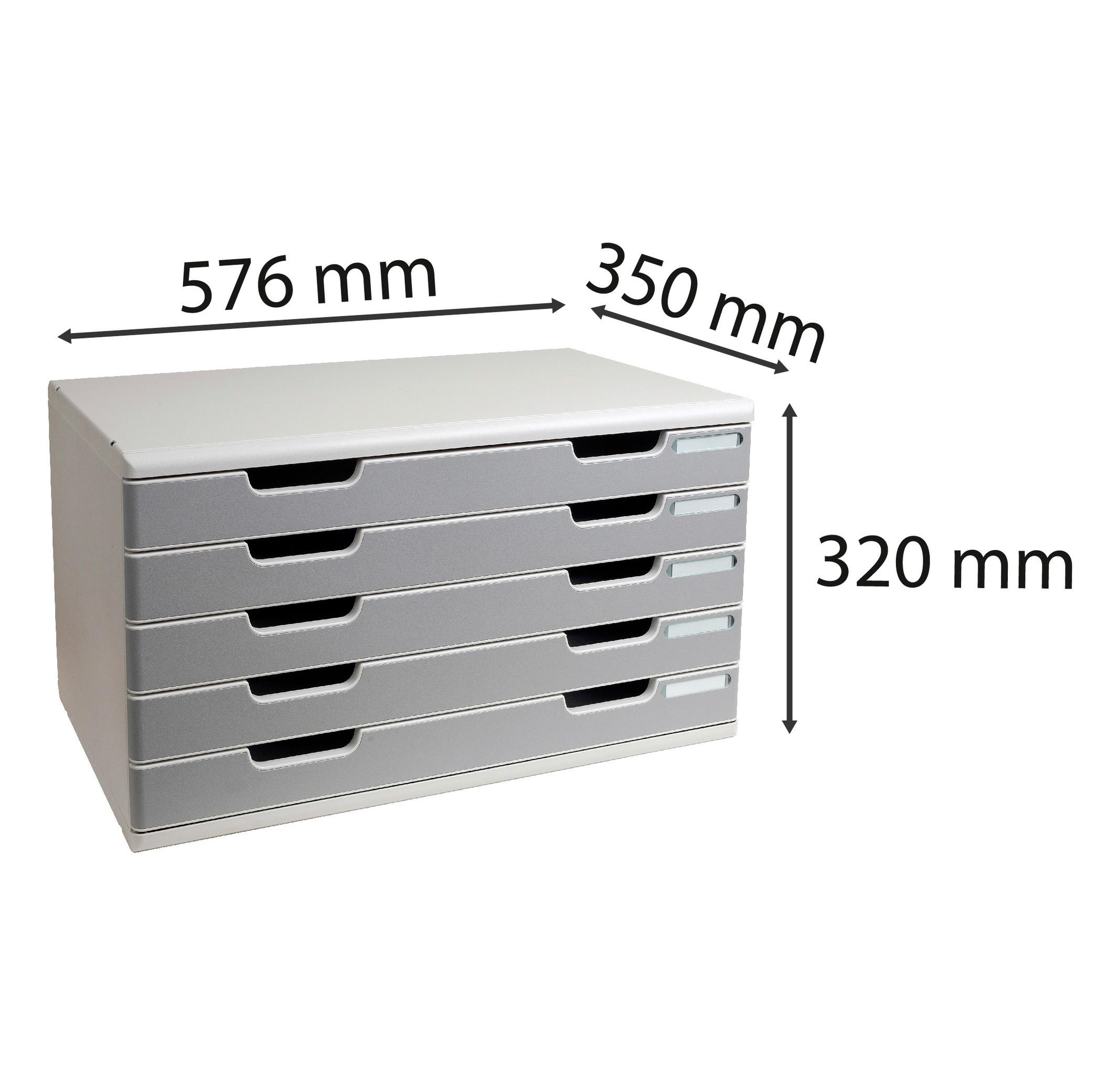 Exacompta Schubladenbox MODULO A3, 5 geschlossene Laden  