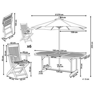Beliani Gartentisch Set mit Schirm aus Akazienholz Klassisch MAUI  