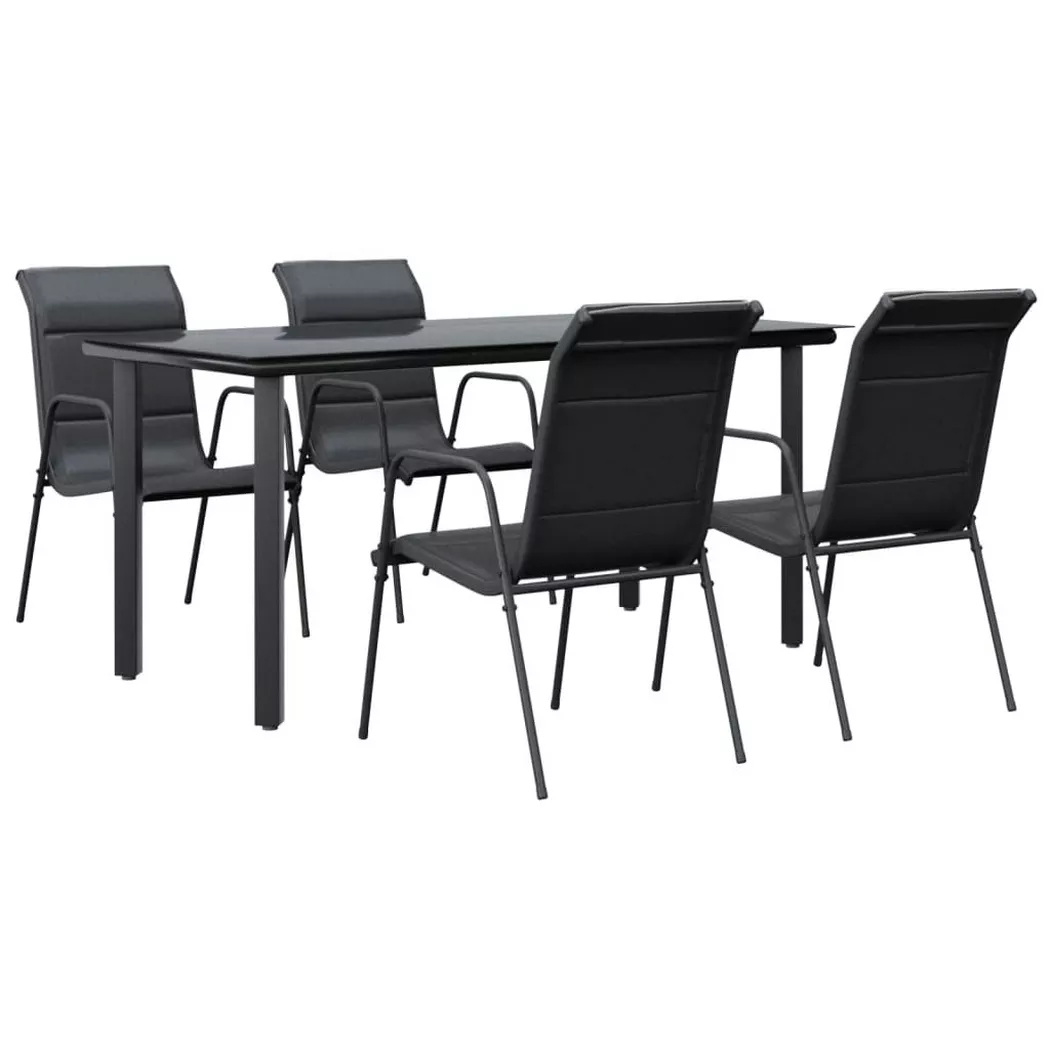 VidaXL - Garten-essgruppe stahl, One Size, Schwarz