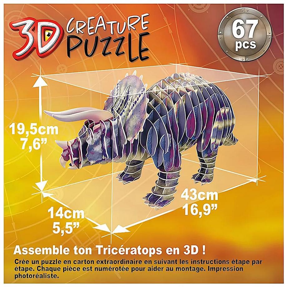 Educa  Puzzle 3D Triceratops (67Teile) 