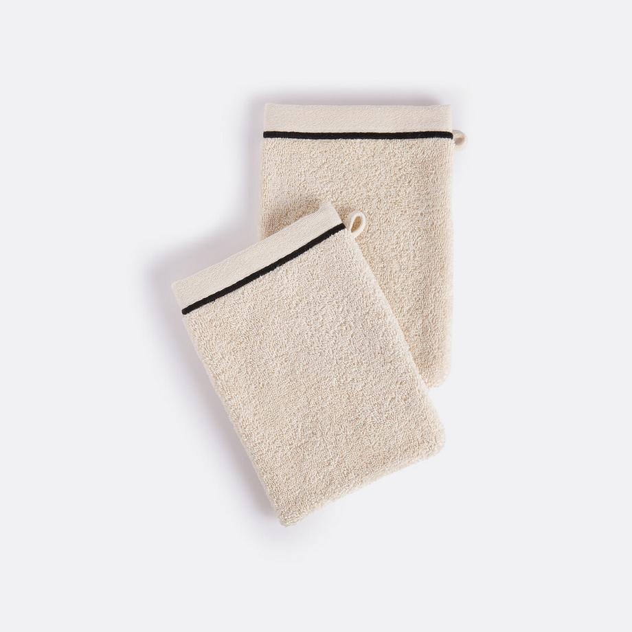 La Redoute Intérieurs Set mit 2 Waschhandschuhen aus gekämmter Baumwolle 675 gr/m2  