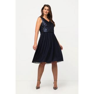 Ulla Popken  Robe midi à paillettes, sans manches, col en V 